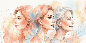 Vibrant watercolor illustration of three women of different ages, representing HIFU suitability for various life stages.
