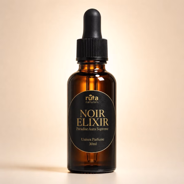Ruta Naturals Noir Elixir unisex oil perfume, 30 ml amber dropper bottle