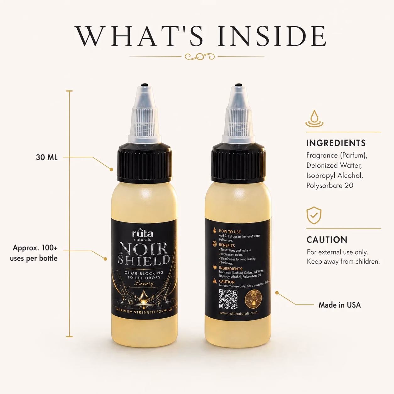 Noir Shield — Luxury Toilet Drops 4 Noir Shield ingredients and caution